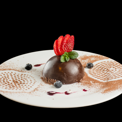 Tutto pasta-TIRAMISÙ DI MIRTILLI CON SFERA DI CIOCCOLATO